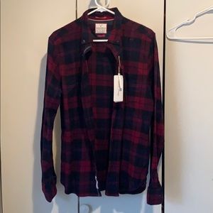 Navy blue and red plaid. Never worn!